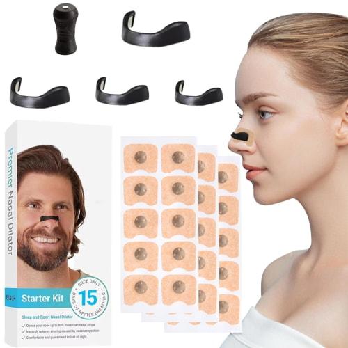 Selinear Anti-Snoring Aid, Magnetic, Breathable Nose Pads, 15-Day Supply, Nasal Dilator Tape for Snoring Prevention, Improves Nasal Congestion, Preven