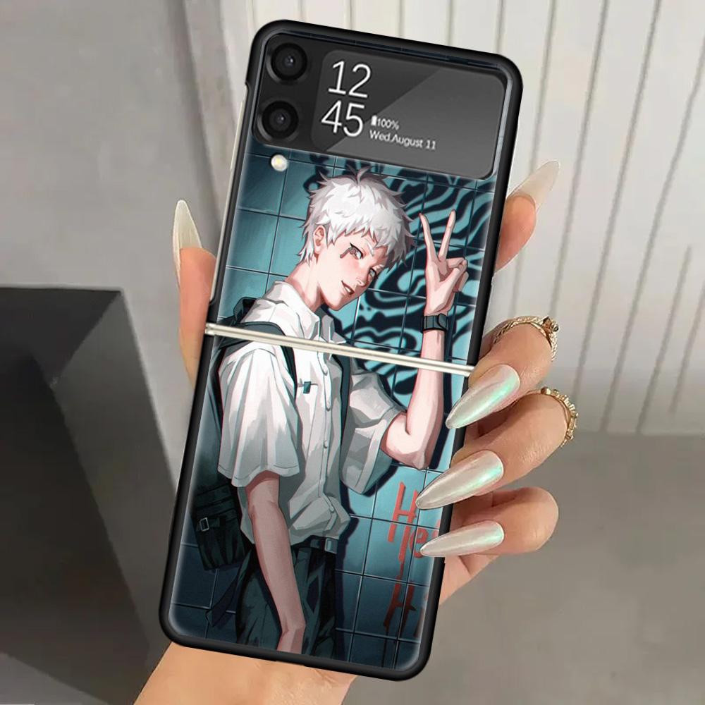 H-Hikaru Ga Shinda Natsu Жесткий ПК Чехол Для Телефона Для Samsung Galaxy Z Flip 7 6 5 4 3 Черный ZFlip7 ZFlip6 Flip5 Flip4 Flip3 5G Печать C