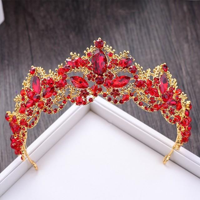 Fashion Baroque Luxury Crystal Ab Bridal Crown Tiaras Light Gold Color Diadem Tiara For Women Bride Wedding Hair Accessories