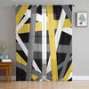 Yellow Gray Geometric Lines Bedroom Transparent Sheer Curtains Holiday Decoration Window Voile Tulle Curtain