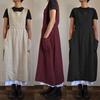 Women's Cotton Hemp Apron High Waist Long Circumference Home Dress Loose Long Dress