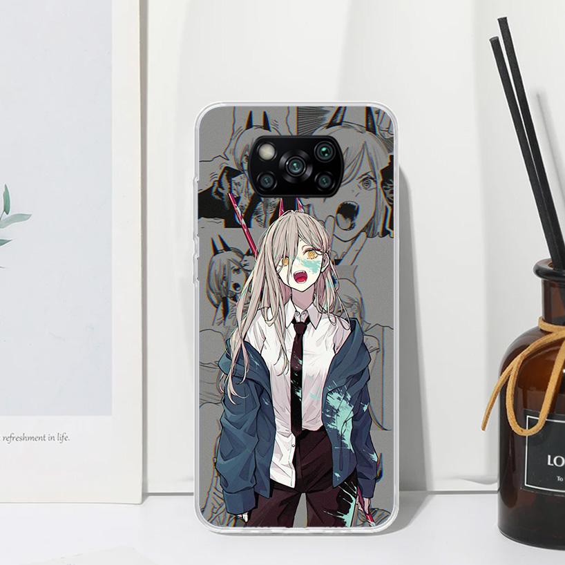 Chainsaw Makima Power Phone Case For Xiaomi Poco X7 X6 X5 X4 X3 Nfc F6 F5 Pro F4 Gt F3 F2 F1 M5S M4 M3 Art Fundas Back Cover