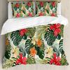 Гавайские тропические растения Трехпредметный пододеяльник 3D цифровая печать Постельное белье Покрывало