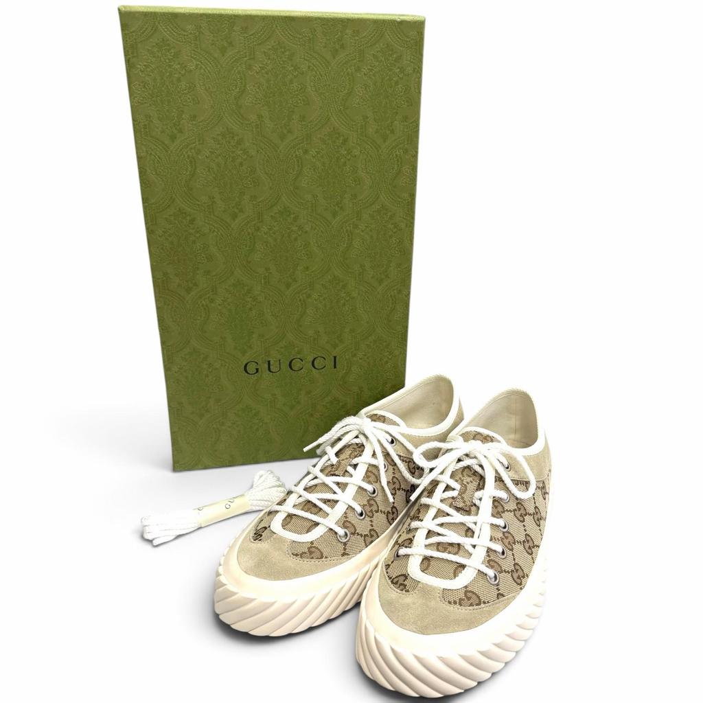 Excellent GUCCI Low cut sneakers beige GG canvas mens 8 738992 Used