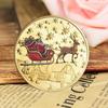 Металлическая рождественская монета, двухсторонняя монета с Рождеством, коллекционная монета с оленями Санта-Клауса