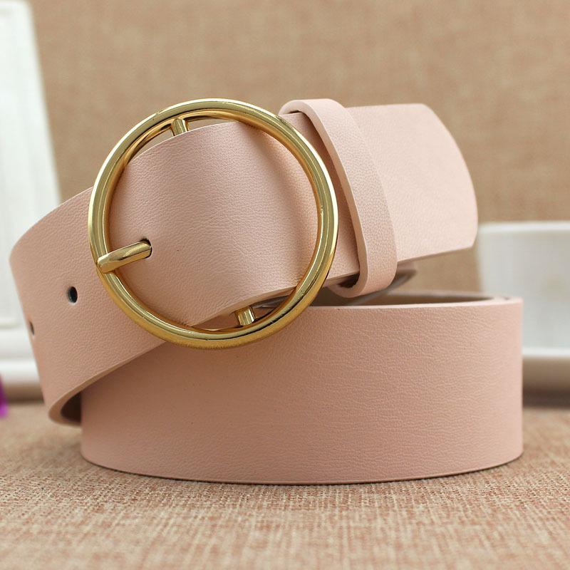 Женский ПУ ремень с круглой золотой пряжкой, декоративный ремень для юбки, джинсовый ремень для женщин