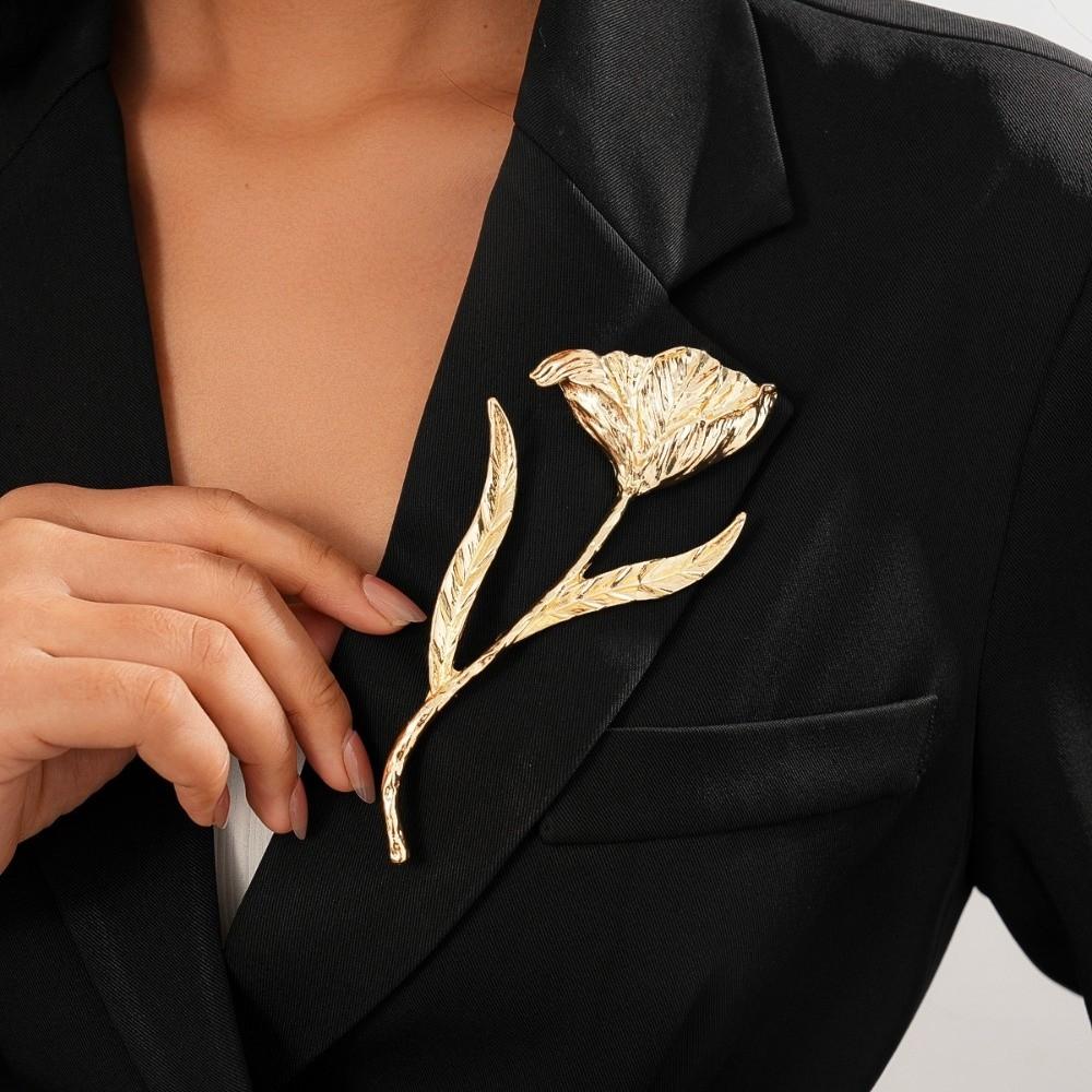 Zinc Zinc Alloy Tulip Brooch Suit Charm Deco Clothing Pin Accessories Flower Bud Brooch  Ladies