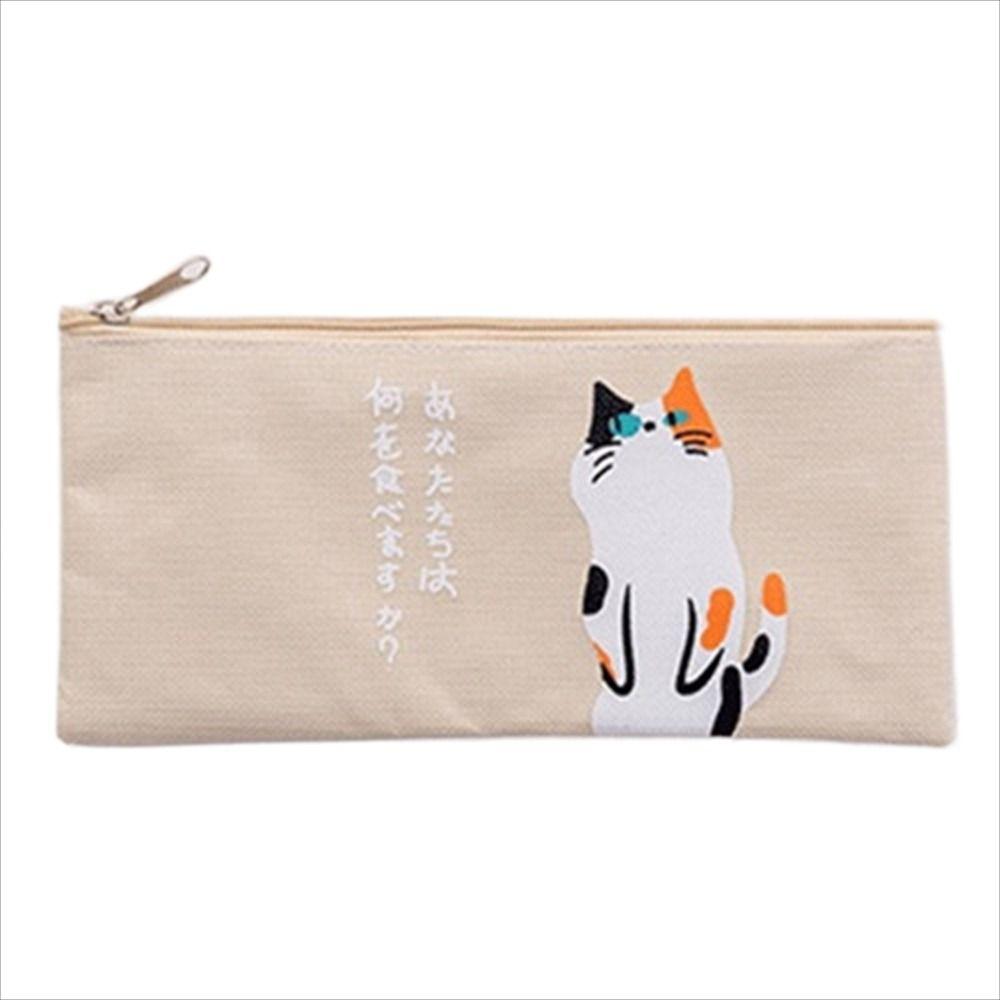 Cute Cat Children Gift Canvas Zipper Case Women Pencil Bag Pen Bags Pencil Case Cosmetic Bag