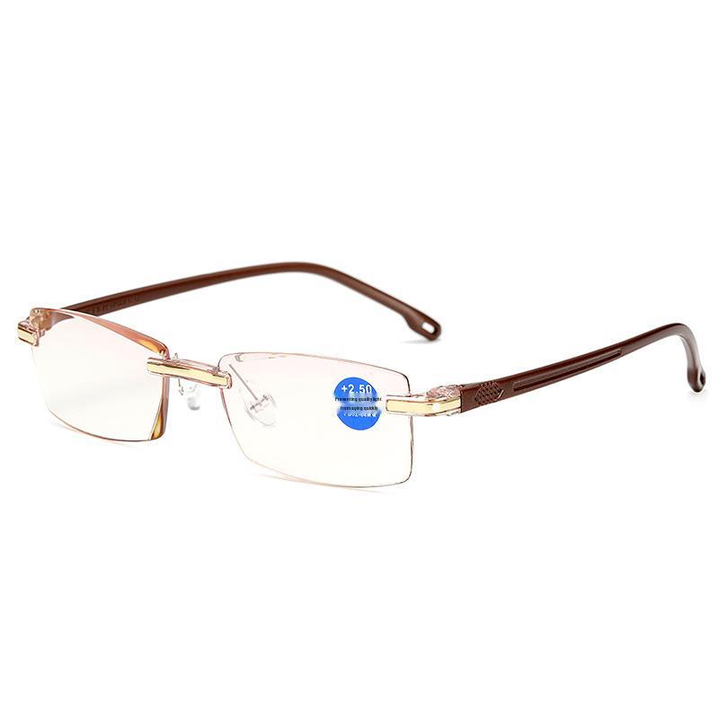 Men’s Rimless Anti-Blue Light Diamond-Inlaid Reading Glasses