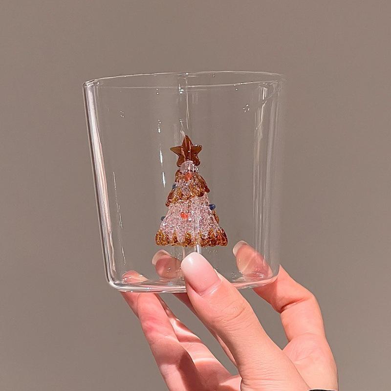 Christmas Tree Heat-Resistant Glass Cup for Milk, Juice, Tea, and Water - Home and Desktop Use