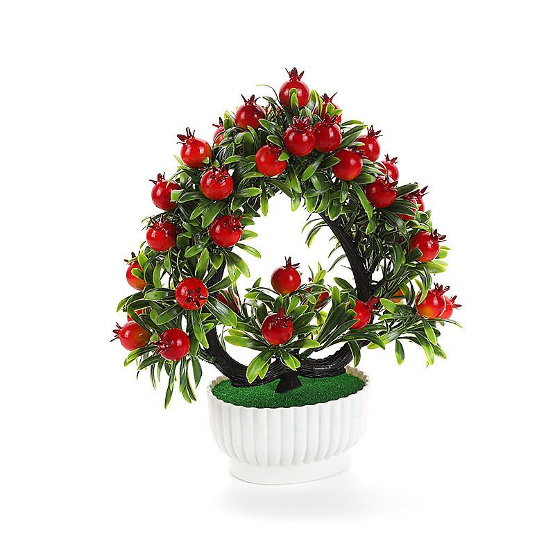 Искусственный бонсай Пуника гранатовая в форме сердца, пластиковый декор для украшения комнаты