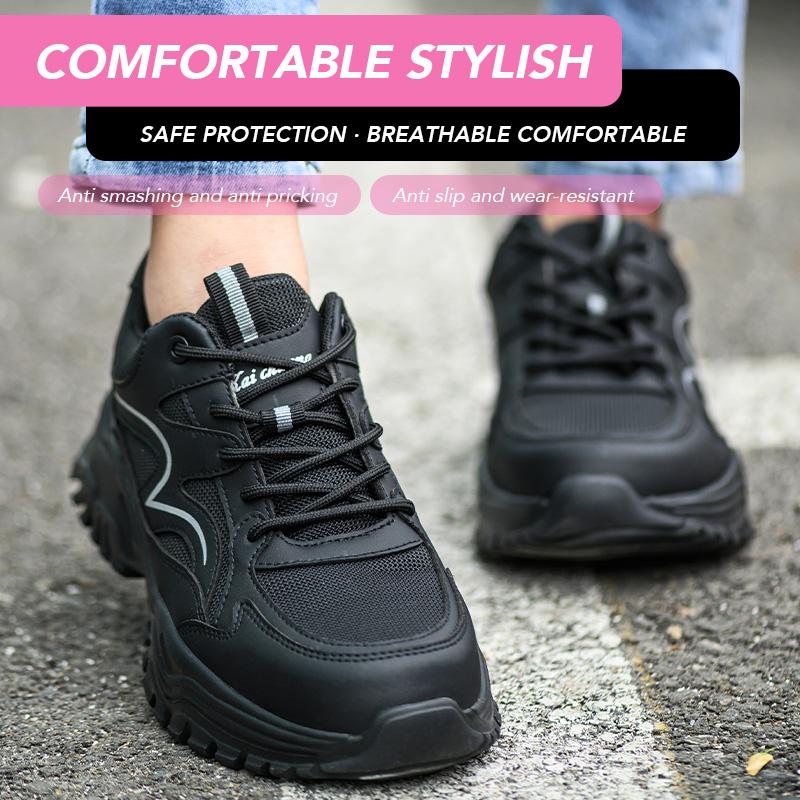 Safety Shoes Women Work Sneakers Structured Shoes Pneumatic-Proof Protective Shoes Work Boots Steel Toe Female Platform Shoes
