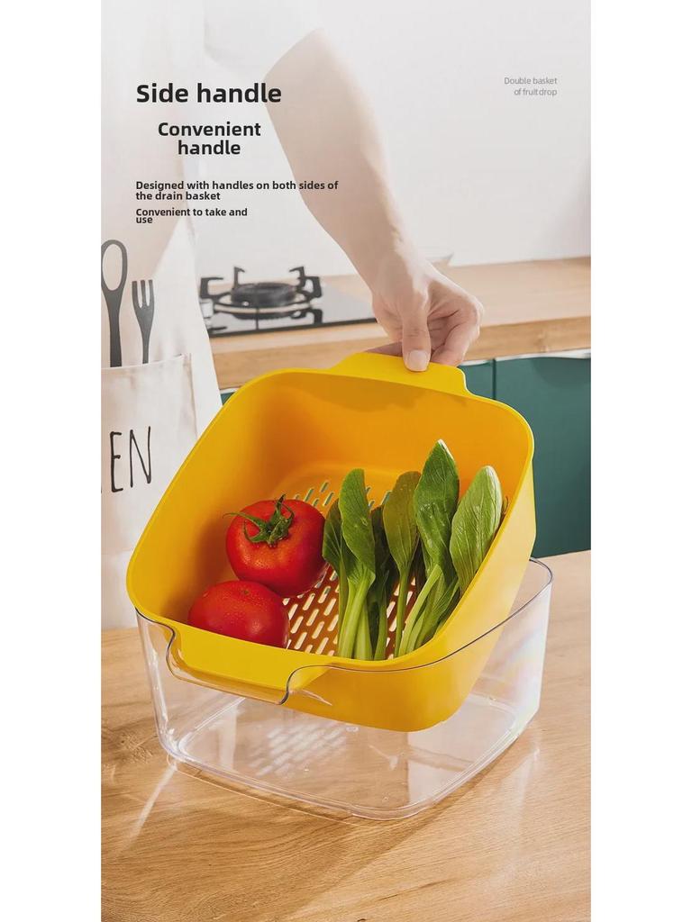 Двухслойная раковина для мытья овощей и сливная корзина - Пластиковая тарелка для фруктов и фильтр для мойки для кухни