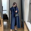 Women Korean Style Loose Medium-length Tweed Jacket Solid Color Temperament Coat
