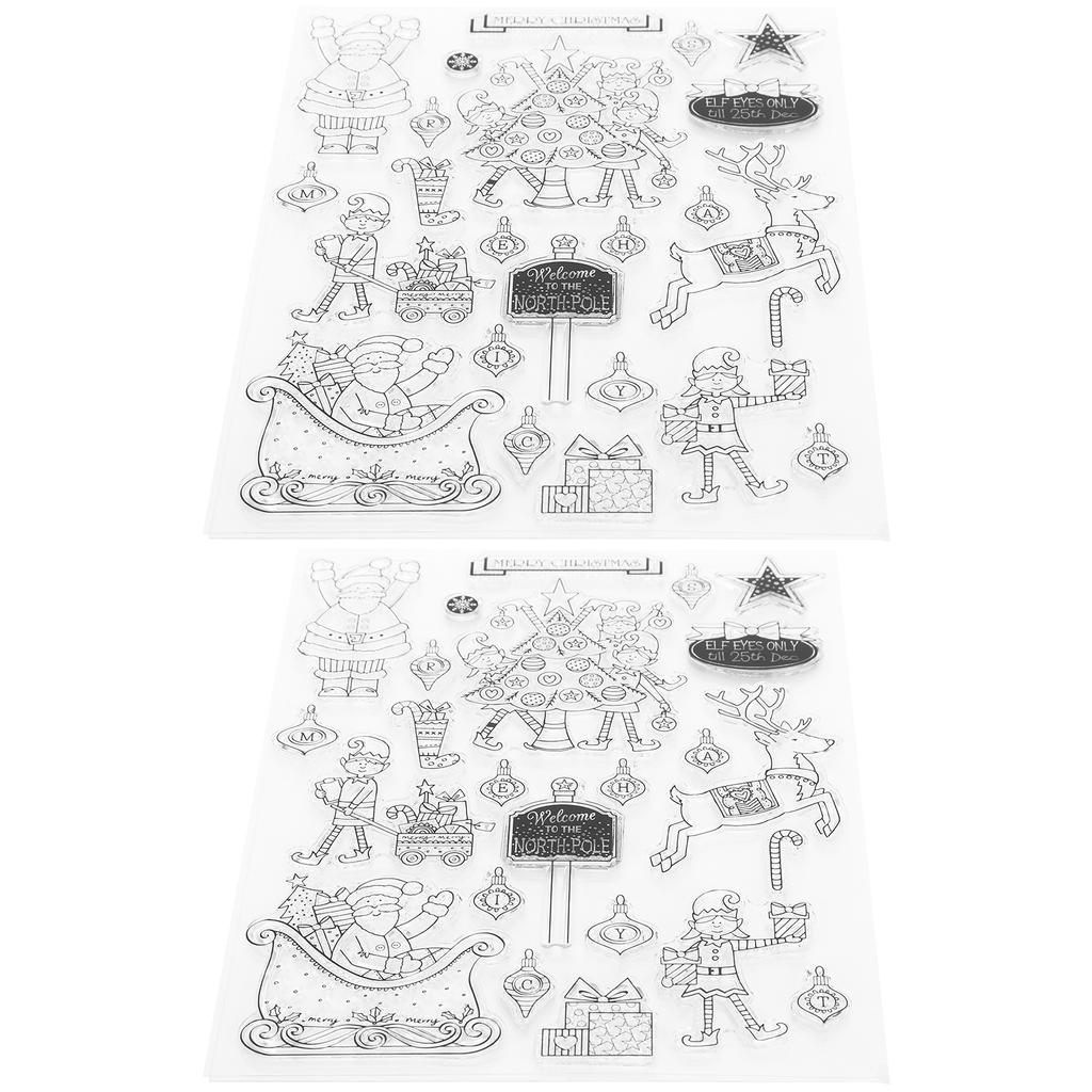 2 комплекта рождественских силиконовых прозрачных штампов для фотоальбомов открыток украшения ручной работы