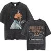 Крис Браун Breezy Bowl XX Концерт Хлопковая Футболка Тур Стирка Футболки Винтажный Готический Топ Мужской Портрет Хип-Хоп Уличная Одежда