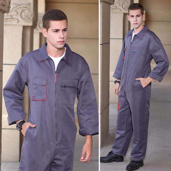 Мужской рабочий комбинезон, комбинезон с лацканами и длинными рукавами, устойчивый к загрязнениям, на молнии, с карманами, свободный крой