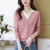 Fake Two-piece Knitted Sweater Women's Spring and Autumn New Lapel Bottoming Shirt Fashion Versatile Top