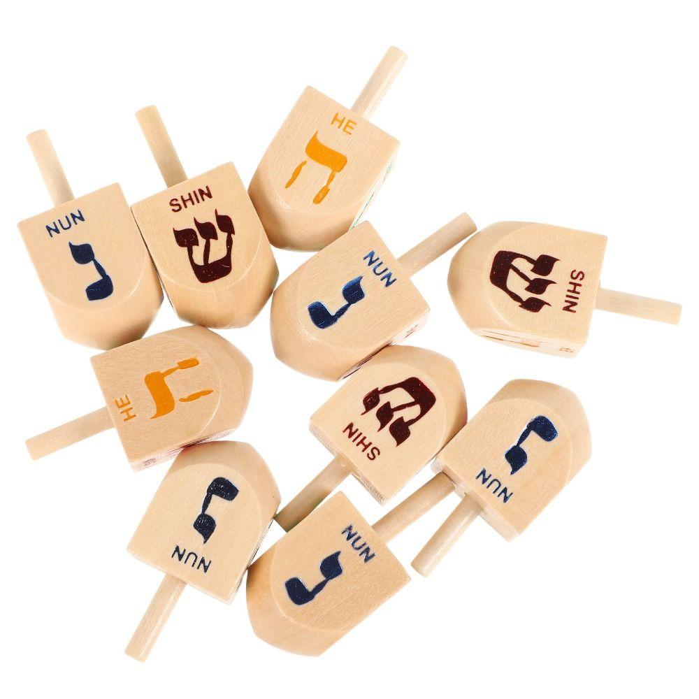 10Pcs Wooden Material Spinning Top Toy Children Gits Wooden Crafts Child Play