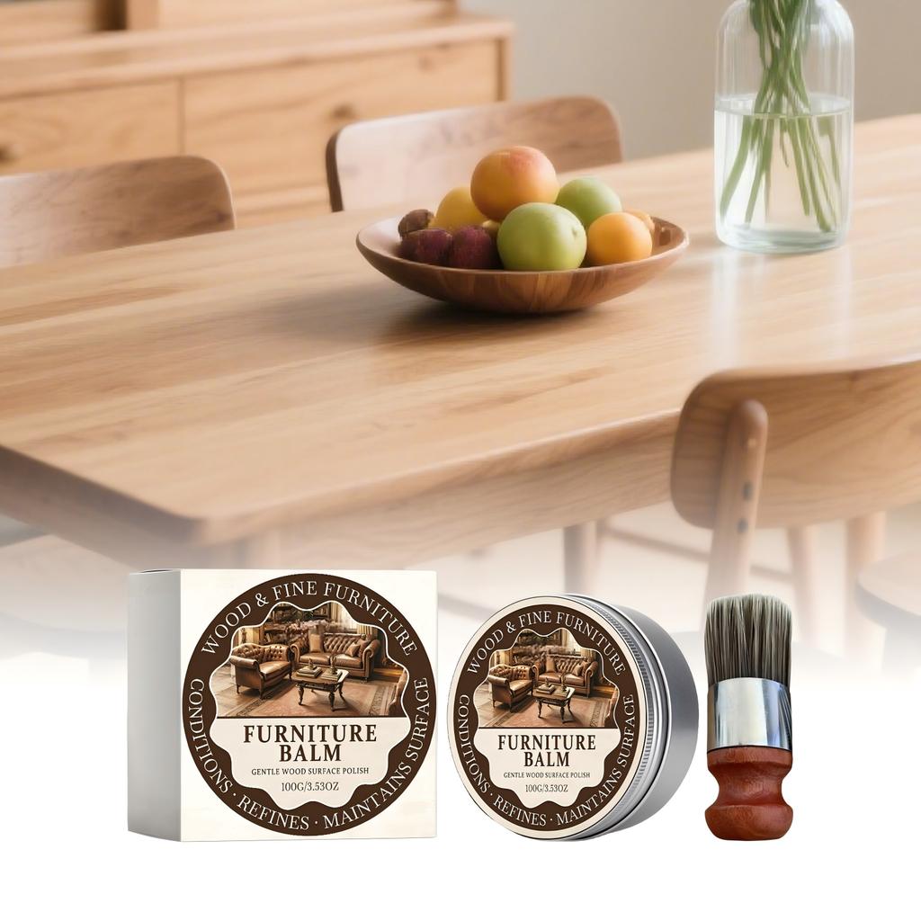 Бальзам для мебели Дерево и Fine Furniture Conditioning Balm 100 г Мягкий полироль для очистки, восстановления и ухода за деревянными поверхностями с кисточкой-аппликатором