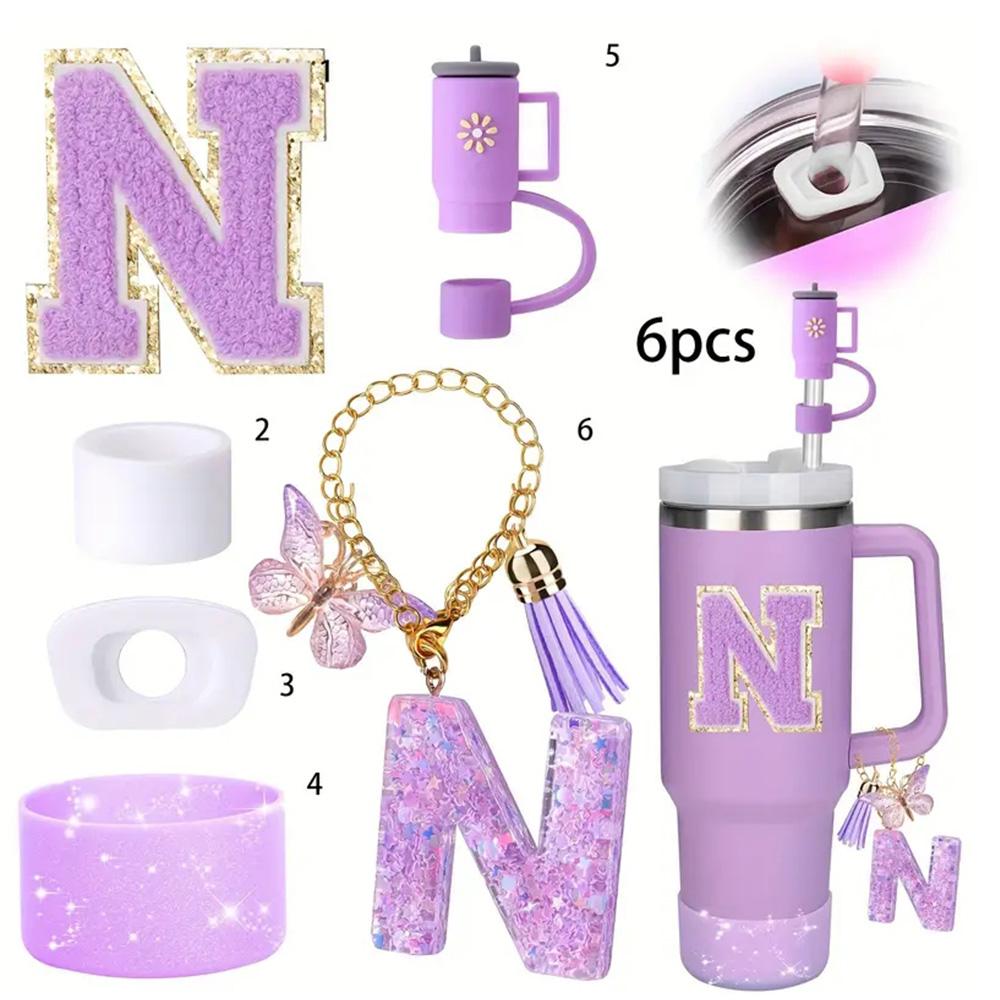 Набор из 6 принадлежностей для стакана Stanley Cup объемом 40 унций с ручкой, включая силиконовую трубочку и чехол, пробку, предотвращающую проливание