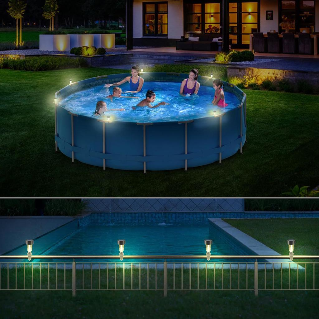 6Pcs Solar Powered Above Ground Pool Lights Waterproof Lamps for Outdoor Swimming Pools Energy Efficient Lighting