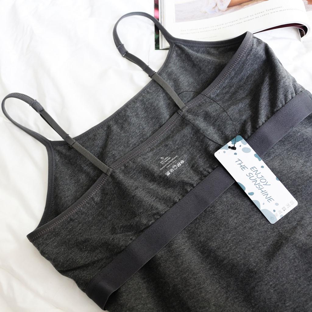 Charmleaks, женская хлопковая майка, женское нижнее белье, одежда для сна, трусы, бюстгальтер-полка, однотонная базовая майка, комплект из 2 шт.