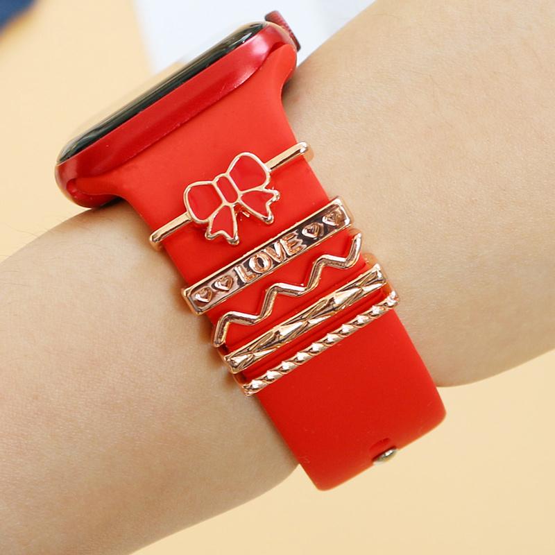 Universal Smart Watch Band Charms Metal Decorative Charms Loops Watch Strap Ornaments with Rhinestone (without Strap)