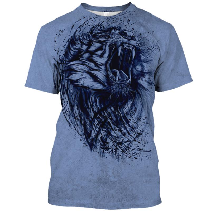 Летняя мужская футболка с животным принтом, повседневная 3d, большие размеры, панк, с коротким рукавом, уличный спортивный пуловер, футболка с круглым вырезом, толстовка Harajuku