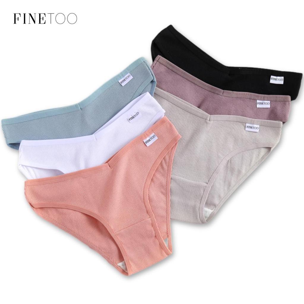 FINETOO 5Pcs/Set Women Cotton Panties Female Underwear Solid Color Underpants Sexy Lingerie Knickers for Woman Briefs Intimates