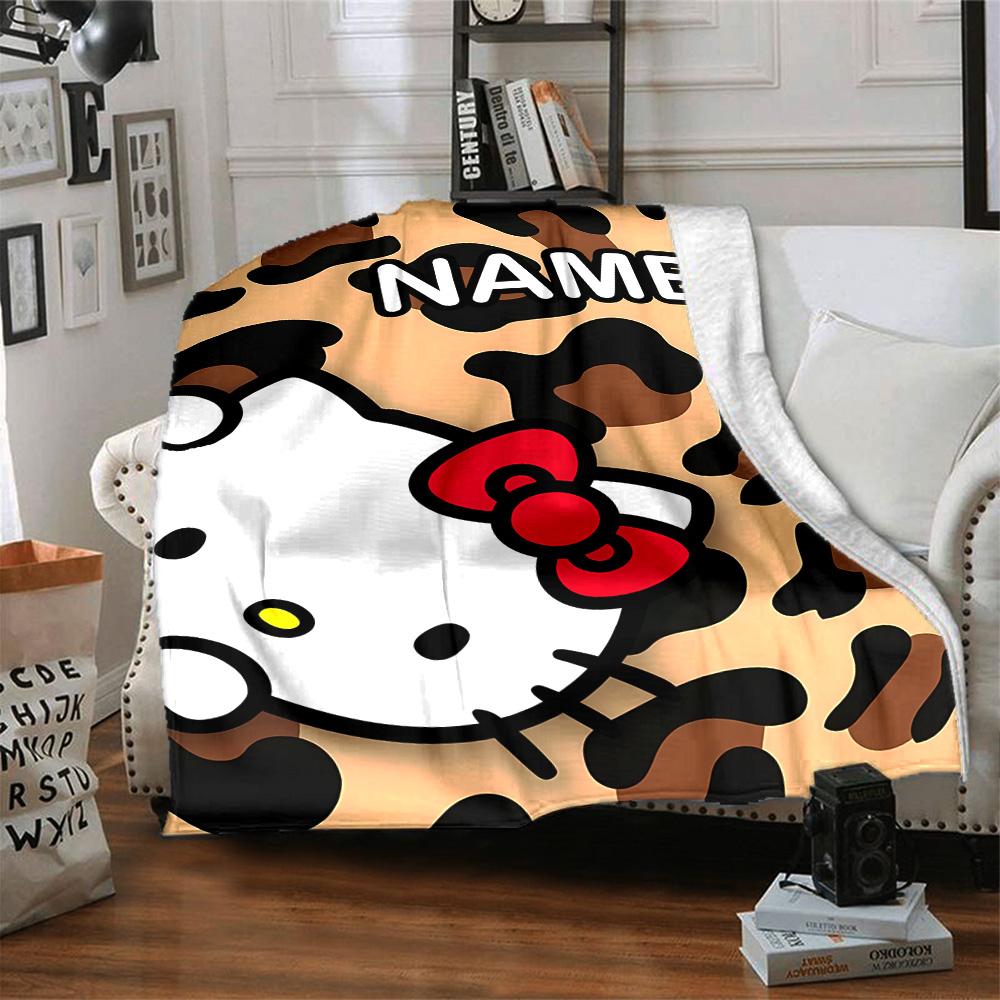 Customizable HelloKitty9 Throw Blanket – Personalized Name, All-Season Cozy Snug Blanket, Machine Washable, Personalized Blanket