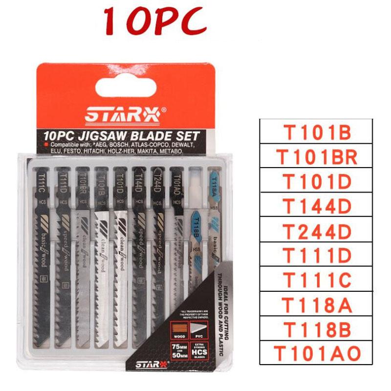 Набор из 5/10 полотен для лобзика с Т-образным хвостовиком HCS, различные полотна для лобзика по дереву, пластику и металлу для Black & Decker Metabo