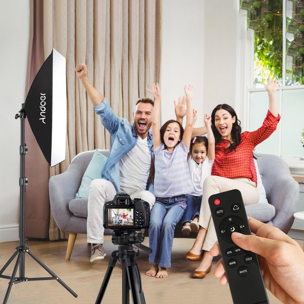 Andoer Studio Photography Light Kit Softbox Lighting Set with 85W 2800K-5700K Bi-color Temperature