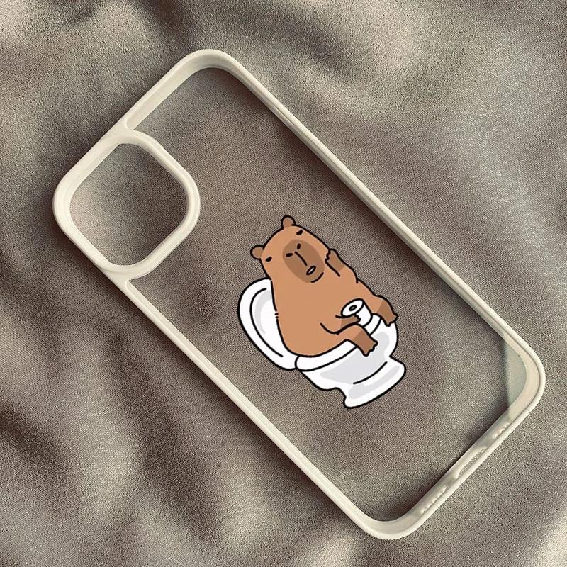 Cute Cartoon Capybara Couple Phone Case For iPhone 15 Pro MAX 17 14 11 13 12 16 X SE20 XR 7 8Plus Rabbit Bear Bumper Clear Cover