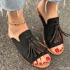 Women's Flat Sandals 2025 Resorts Handmade Tassels Wholesale Summer Shoes for Women Retro Design Female Slides Mules Size 41-43