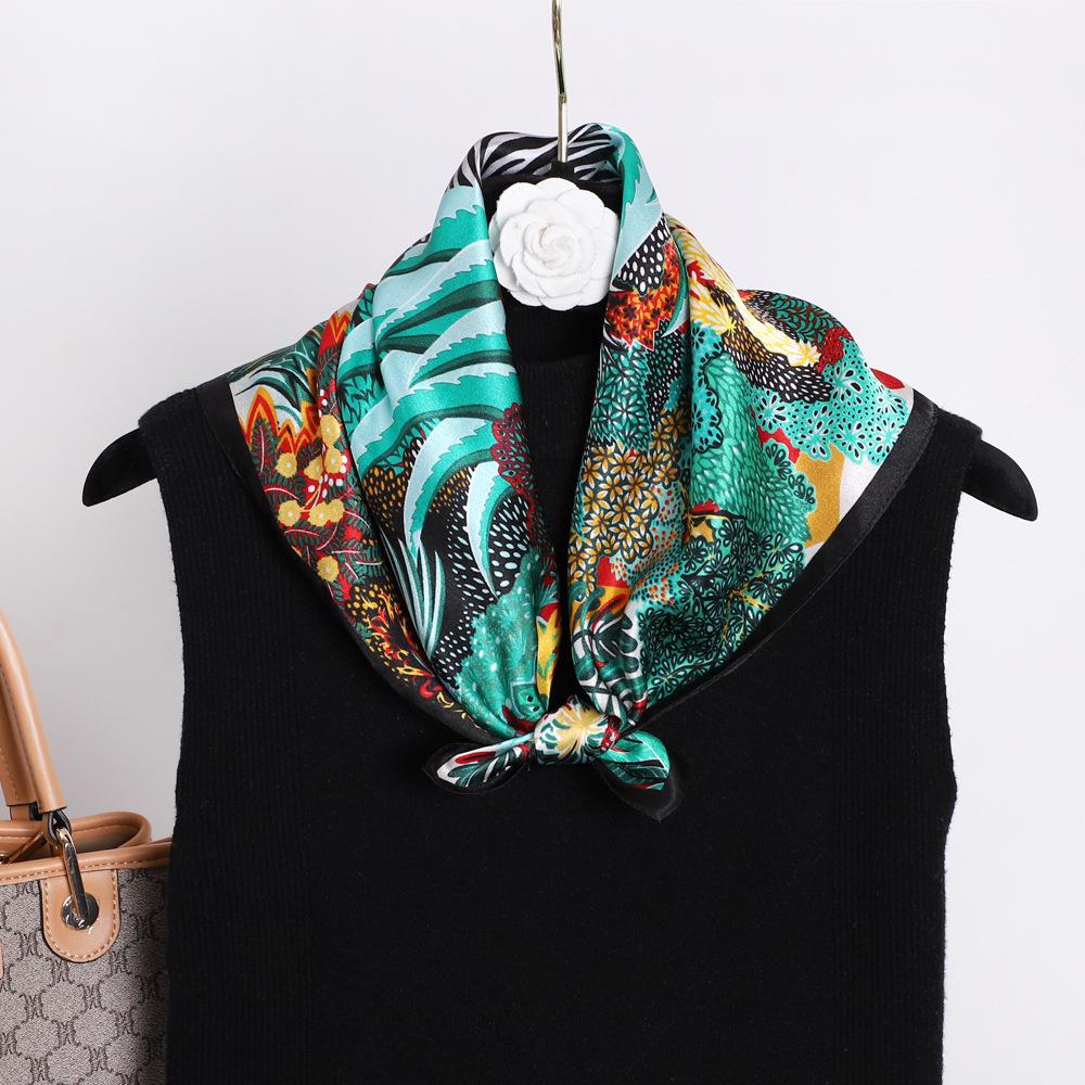 Spring And Summer Satin Long Scarf For Women Sunscreen Shawl Fashionable Beauty Scene Satin Long Scarf Versatile Travel Scarf