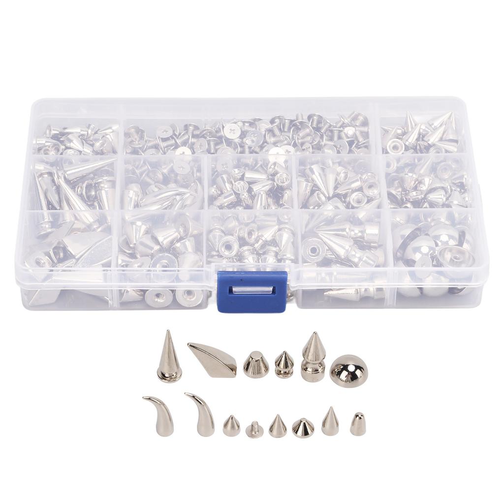 270Pcs 12 Styles Punk Rivet Kit Fine Workmanship Smoothly Durable Zinc Alloy Material Leather
