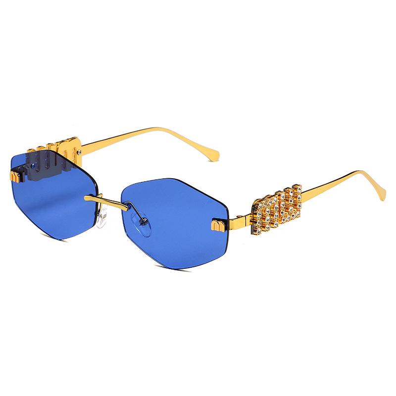 New Trend Metal Frameless Rhombus Fashion Sunglasses European and American Women's Sunglasses Trend Sunglasses