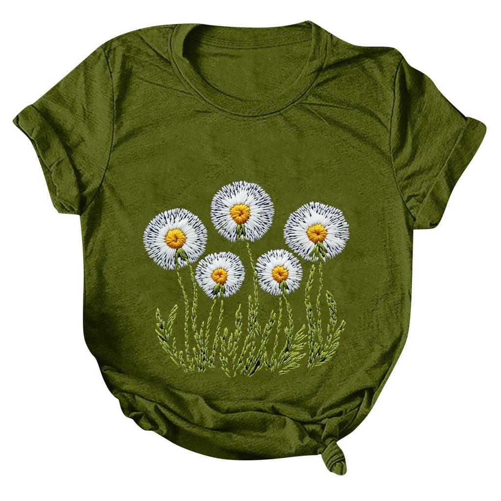 Женская модная повседневная футболка с круглым вырезом и принтом, пуловер с короткими рукавами, топ