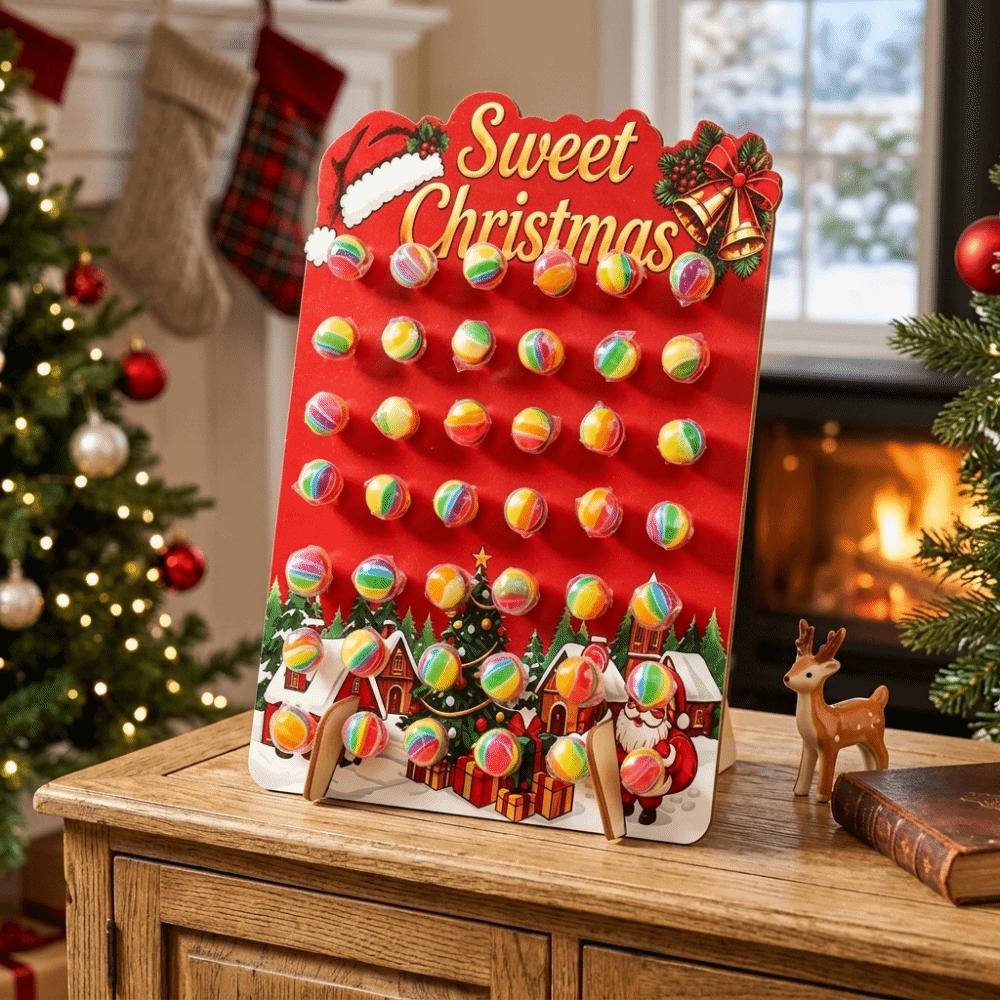 Wooden Lollipop Display Rack 36 Holes Xmas Gift Stand Cute Candy Display Stand New Year Party