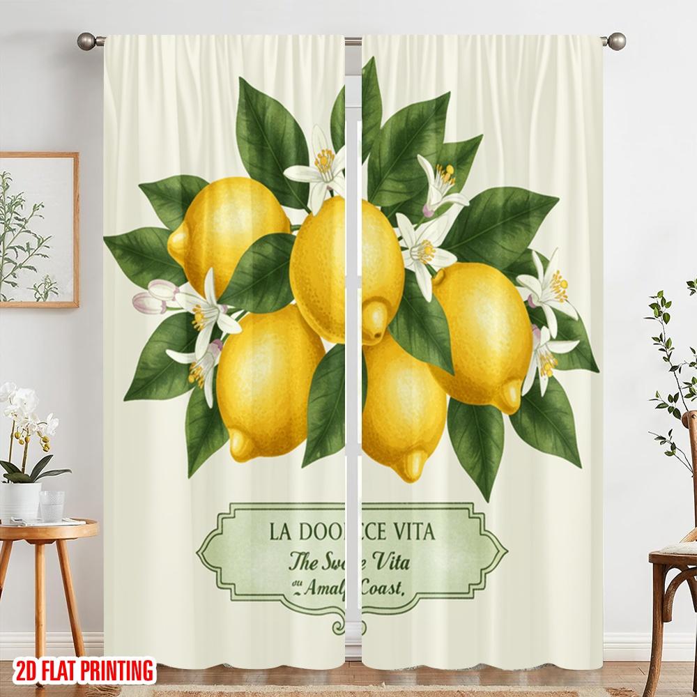 2 шт. 2D плоская печать Шторы Лимоны Побережье Амальфи Жизнь Полиэстер Без электричества Праздничные шторы для праздничных вечеринок Дом