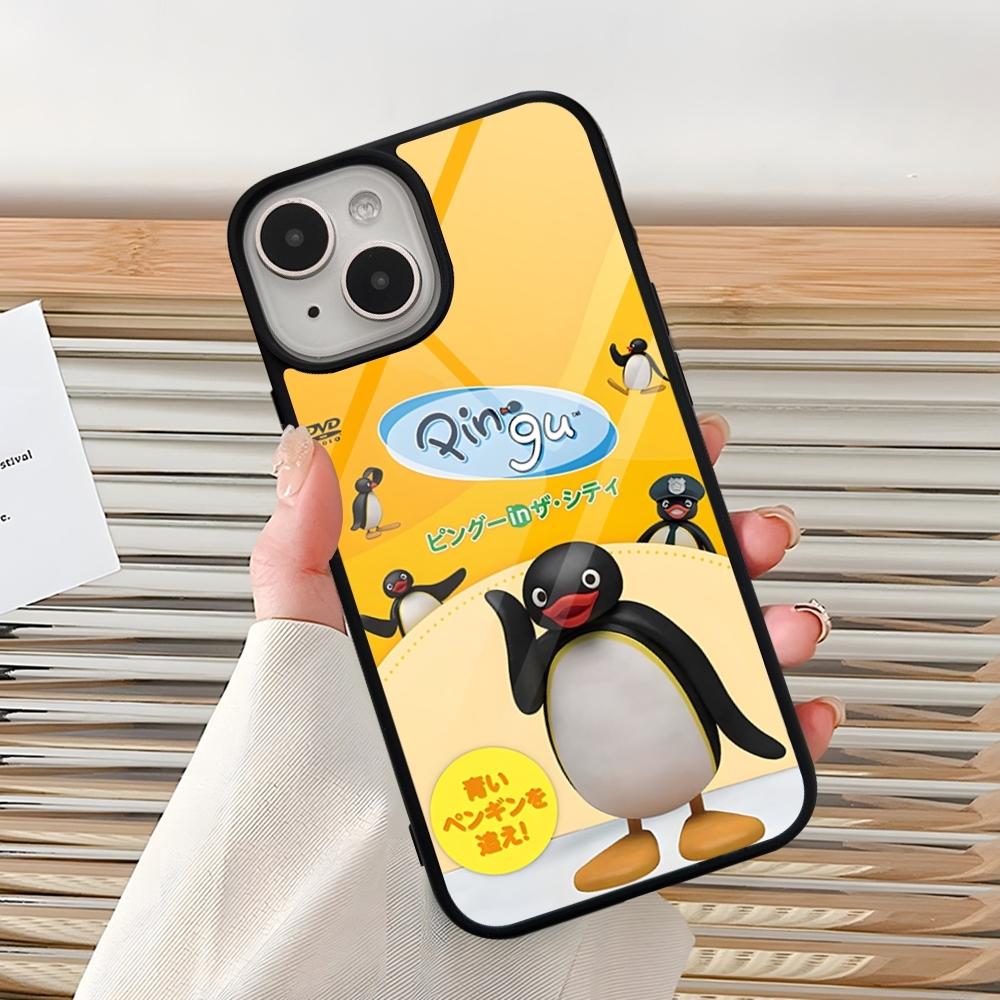 Мультяшный чехол для телефона с пингвином Пингу для iPhone 16 Pro 15 Pro Max 14 12 11 13 Mini 8 7 Plus X Xs XR, PC+TPU, Дизайнерская крышка