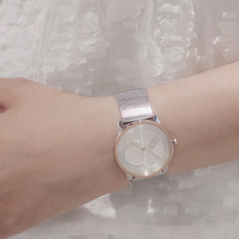 Calvin Klein Quartz Watch 35Mm Gray Dial Fashion Large Logo Watch Women watches 25200033