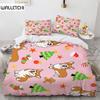 Corgi Dog King Queen Duvet Cover Yellow Cartoon Puppy Bedding Set for Kids Boys Girls Kawaii Pet Animal Pink 2/3pcs Quilt Cover