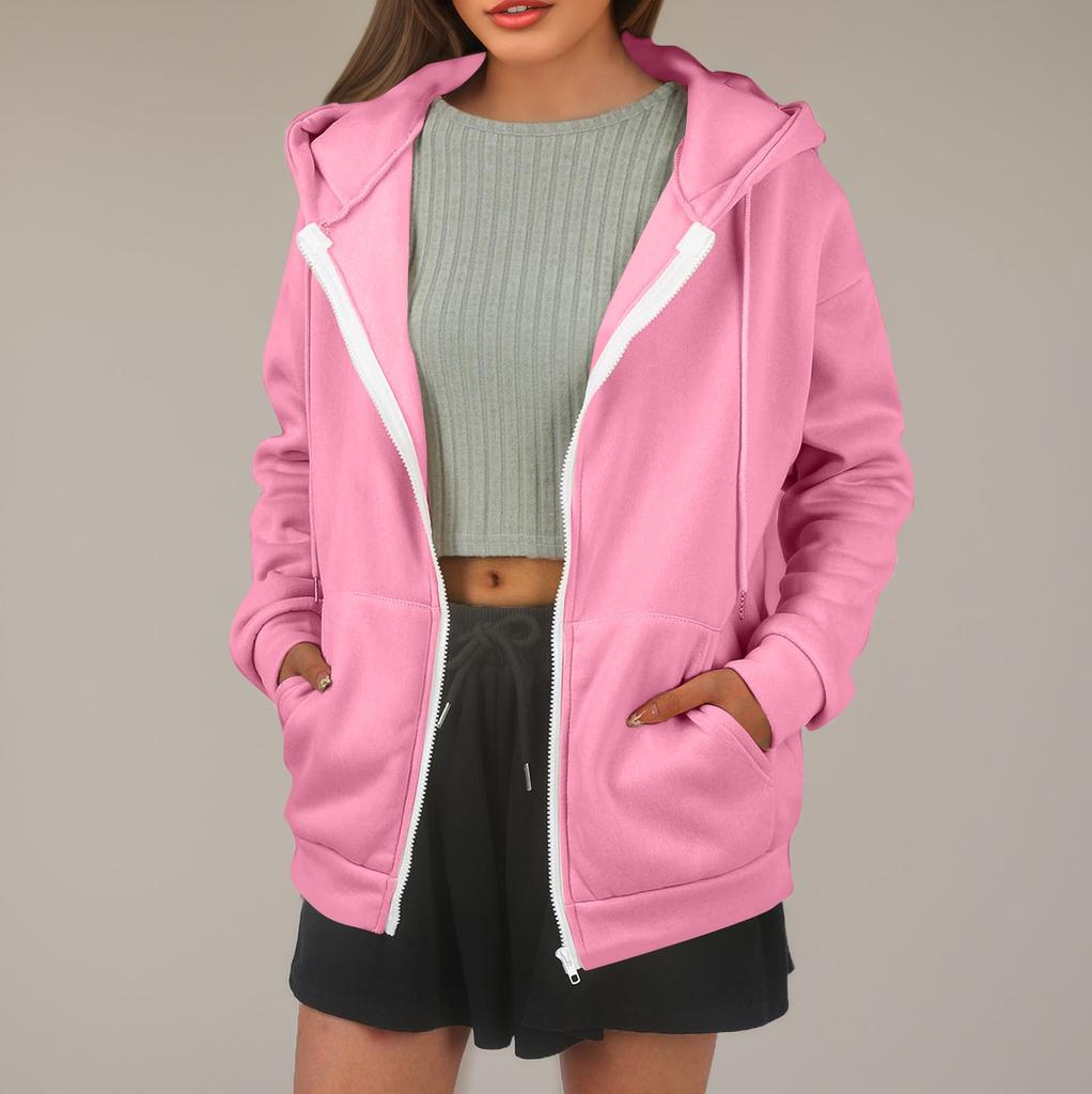 Женская толстовка с капюшоном, однотонная, с длинными рукавами, свободная спортивная куртка с капюшоном
