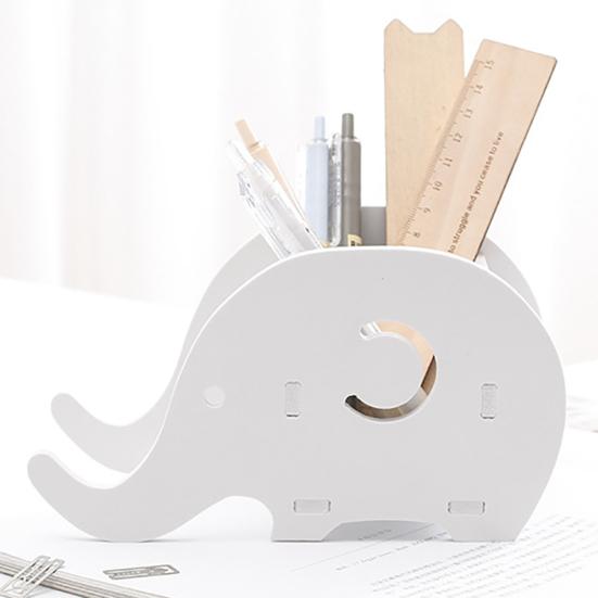 Wooden Elephant Whale Pen Pencil Holder Home Desktop Stationary Makeup Organizer