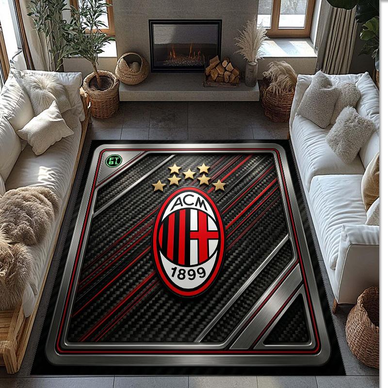 Фланелевый ковер с принтом AC Milan, нескользящий, мягкий, из полиэстера, для пола, декоративный коврик для спальни, гостиной, дивана, игровой комнаты, домашний декор