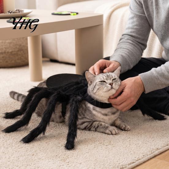 Pet Cosplay Apparel Halloween Spider Costume for Small Dogs Cats, Cat Outfit with Adjustable Cats Straps Spooky Holiday Party Dress Up And Photo