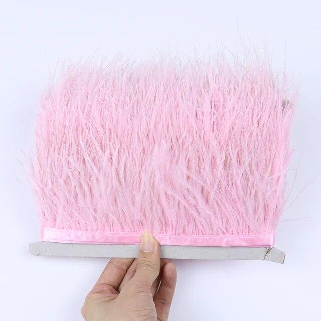 Цветная страусиная отделка 6-8 см, 1 м, 5 м, 10 м для поделок, свадебное платье, украшение одежды, лента с бахромой из перьев, отделка для шитья Flecos