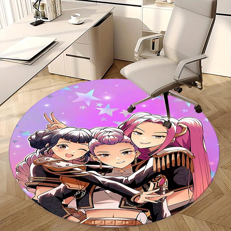 Kpop Girls Chair mat Round Rug-Office carpet, Machine Washable, Non-slip, Suitable for Living Rooms, Bedrooms, Entryways, and Holiday-themed